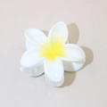 Colorful white and yellow plumeria flower hair claw clip with gradient finish - #1 White-Gradient / Bulk Packaging