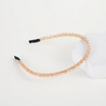 Handmade double row champagne crystal beaded headband with non-slip tips for women - Double Row Crystal Champagne