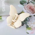 Sweet butterfly hair claw clip in matte beige finish with durable spring mechanism - Milky White