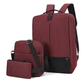 Business backpack 3-piece set in wine red with laptop bag and shoulder pouch - Backpack, Crossbody Bag and Pouch / Red
