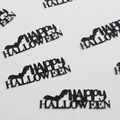 Schwarzes Glitzer Happy Halloween Konfetti mit Fledermaus Silhouette für Tischdeko - Happy Halloween Fledermaus-Stil / 100er Pack / Glitzer Schwarz