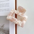 Minimalist square cellulose acetate hair claw clip with pink marble texture for women - 5.2cm / Floral Light Purple