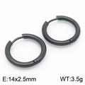 Polished black stainless steel hoop earrings in 14x2.5mm size for minimalist styling - 14*2.5mm Black Ke113199-zz / A Pair Of [inner Diameters]