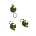 Dark green faceted crystal bead pendants with gold hooks for DIY jewelry making - Round Bead / Dark Green