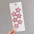Set of 6 pink glitter star hair clips on display card for girls hair styling - 5# Glitter Deep Pink Star Set of 6
