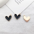 DIY black enamel heart charms with gold beaded edges for handmade necklace making - Enamel Heart Style (14984) / 1 Piece (13x13mm, 0.7g) / Black