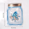 Rainbow suncatcher window decal featuring octopus design, sized 15cm by 11cm - RPS097: Blue Octopus Jar