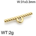 Gold plated stainless steel T-bar jewelry clasp connector, weight 2g, size 31x3.3mm - Gold Twisted Long Style (KLJ6773-Z)
