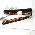 Harajuku Hip-Hop Canvas Gürtel in Schwarz mit Flammenmuster und silberner Metallschnalle - Silberne Box-Schnalle Flammen-Gurtband