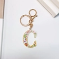 Schicker Buchstabe C Schlüsselanhänger mit buntem Paisley-Muster und Goldkarabiner - Buchstabe C (Ohne Quaste)