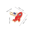 Enamel astronaut and red rocket alloy pendant with precise size dimensions shown - Astronaut & Red Rocket