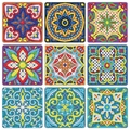 Set aus neun bunten quadratischen Mandala DIY Diamantmalerei Untersetzern mit Korkboden - BD008 Quadrat Mandala (9er Set)