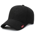 Berretto da baseball in cotone nero con ricamo frontale ed etichetta rossa - Regolabile / Nero