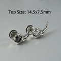 Vintage wing stud earrings with black and clear stones in silver finish for women - NO 20