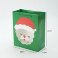 Green Santa Claus gift bag with transparent window and rope handles, size 26x32x12cm - Santa Style - Green (5 Pcs/Pack)