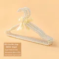 Beige pearl clothes hanger with silk bow, anti-slip shoulder design, 40cm variant - Adult Shoulder-rest Style / 40CM / Beige
