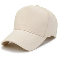 Adjustable beige five-panel baseball cap with metal SPORT buckle for larger head sizes - Khaki
