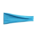 Detailed texture of blue elastic yoga headband showing soft cotton fabric weave - Lake Blue
