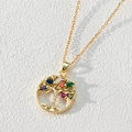 18K gold plated Tree of Life necklace with vibrant multicolor stones and white crystals - Style I-Round Multi-color Marquise Stone Tree of Life