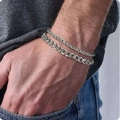 Titanium steel bracelet set for men and women featuring silver chain and woven rope styles - Style 1 / 18cm