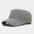 Vue latérale de la casquette militaire gris foncé à séchage rapide avec coutures - Réglable / Gris clair