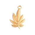 Detailed view of a gold leaf charm accessory with textured finish for jewelry making - 13# Leaf