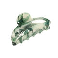 Pince à cheveux en acétate avec motifs marbrés vert foncé et crème sur fond blanc - Marbre Vert Foncé et Crème (Pince 9)