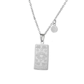 Detail view of silver stainless steel Cancer zodiac tarot pendant necklace with star patterns - Cancer - Silver (ZJ3821)