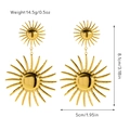 Detailed view of sunburst earrings with dimensions of 8.1cm length and 5cm width - Double-Layer Radial Starburst Drop Earrings (JDE2503051)