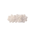 Chic off-white knitted daisy flower hair clips for babies featuring three woven blossoms - Cream White