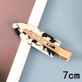 Detail of 7cm black and white marble acetate hair clip with golden metal fastener - 17# Acetate 7cm Seamless Clip