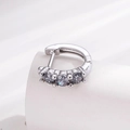Silver hoop earring with three dark grey zircon stones and 925 sterling silver stamp - Premium Grey (Single)