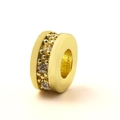 Close-up of 18K gold plated copper spacer bead with micro-pave cubic zirconia crystals - White Zircon (Gold)