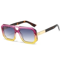 Lunettes de soleil rétro de pilote à monture carrée dégradée violet et jaune - Monture Violet Jaune Verres Dégradés Gris