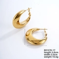 Polished golden geometric hoop earrings with 3cm diameter for women fashion - Medium Large Polished Geometric Style (E01570-17)