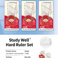 Cartoon 15cm geometric ruler set with 4 pieces featuring scholar mascot design - Little Scholar Hard Ruler Set