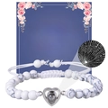 To My Daughter Armband mit weißen Marmorperlen und I Love You Herz-Projektion - Weißes Howlith Armband / An meine Schwester