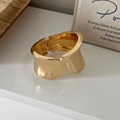 Minimalist wide gold-plated cuff bracelet featuring an irregular sculptural design - Curved Overlapping Minimalist Cuff (SL248) / Gold