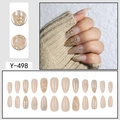 Coffret de faux ongles amande avec reliefs dorés 3D, paillettes et design floral nude - Petites Fleurs Relief Or Mat (Y-498)