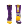 Pro anti-slip basketball socks in purple and yellow with reinforced heel and toe - Kids One Size / Purple/Yellow