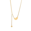 Dreilagige Herz-Halskette in Gold mit kleinen Perlen und poliertem Herz-Anhänger - Y-Form Drop Herz-Stil