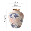 Vintage-Keramikvase mit Eisriss-Glasur, Blumenmuster und 20,5 cm Höhe - A095S Rosa Floral Eis Riss Vase