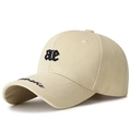 Beige cotton baseball cap with AE black embroidery and Authentic script on the brim - Light Beige