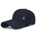 Marineblaue Baumwoll-Baseballkappe für Herren mit hochwertigem C-Metall-Logo - Marineblau