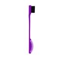 Dual-sided eyebrow and edge brush tool in purple with black bristles and comb - Fan-Shaped Brow Brush Purple