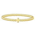 Bracciale bohémien con perline dorate e ciondolo a croce religiosa per donna - Oro Bracciale con croce da 4mm