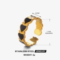 Verstellbarer Ring aus goldfarbenem Edelstahl mit schwarzem Herz-Muster 0.6cm Breite - Einstellbar Offen / Goldherz - Schwarz