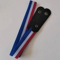 Elastic buckle-free invisible belt with blue, white and red stripes and black leather tips - Blue White Red