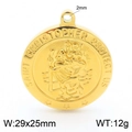 Saint Christopher vergoldeter Edelstahl religiöser Anhänger, rundes Medaillon, 29x25mm - Goldenes Heiliger Christophorus Rundes Zubehör (KLJ4860-Z)