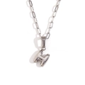Polished silver stainless steel paperclip chain necklace with a 3D bubble letter H pendant - Silver-H